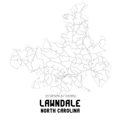 Lawndale North Carolina. US street map with black and white lines.