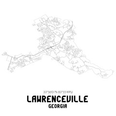 Lawrenceville Georgia. US street map with black and white lines.