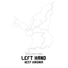 Left Hand West Virginia. US street map with black and white lines.