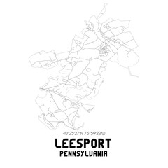 Leesport Pennsylvania. US street map with black and white lines.