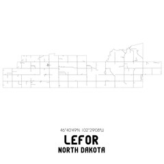 Lefor North Dakota. US street map with black and white lines.