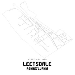 Leetsdale Pennsylvania. US street map with black and white lines.