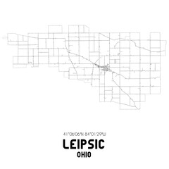 Leipsic Ohio. US street map with black and white lines.