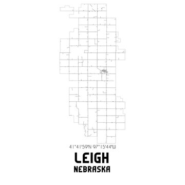 Leigh Nebraska. US street map with black and white lines.