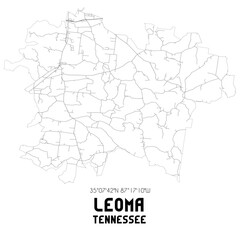 Leoma Tennessee. US street map with black and white lines.
