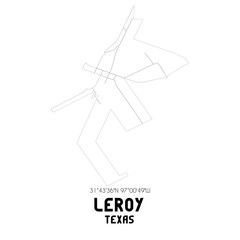 Leroy Texas. US street map with black and white lines.