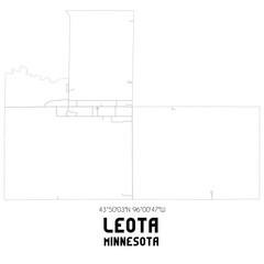Leota Minnesota. US street map with black and white lines.