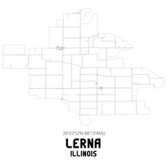 Lerna Illinois. US street map with black and white lines.