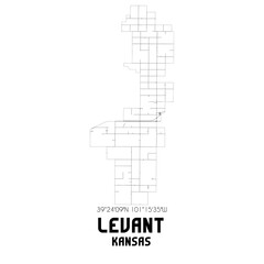 Levant Kansas. US street map with black and white lines.