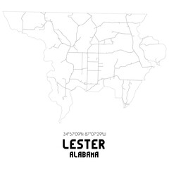 Fototapeta premium Lester Alabama. US street map with black and white lines.