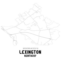 Lexington Kentucky. US street map with black and white lines.