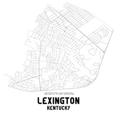 Fototapeta na wymiar Lexington Kentucky. US street map with black and white lines.