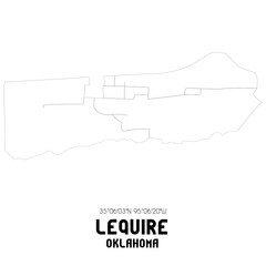 Lequire Oklahoma. US street map with black and white lines.