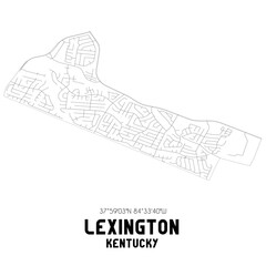 Lexington Kentucky. US street map with black and white lines.