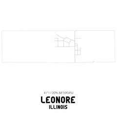 Leonore Illinois. US street map with black and white lines.