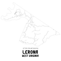 Lerona West Virginia. US street map with black and white lines.