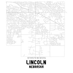 Lincoln Nebraska. US street map with black and white lines.