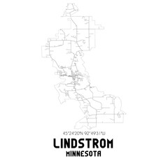 Lindstrom Minnesota. US street map with black and white lines.