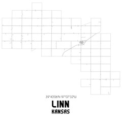 Linn Kansas. US street map with black and white lines.