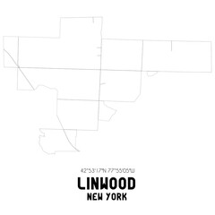 Linwood New York. US street map with black and white lines.