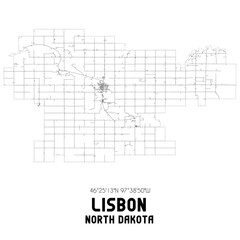 Lisbon North Dakota. US street map with black and white lines.