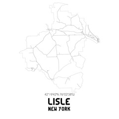 Lisle New York. US street map with black and white lines.