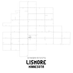 Lismore Minnesota. US street map with black and white lines.