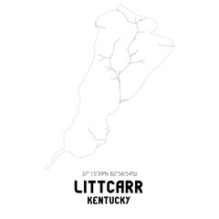 Littcarr Kentucky. US street map with black and white lines.