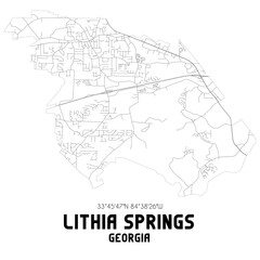 Fototapeta na wymiar Lithia Springs Georgia. US street map with black and white lines.