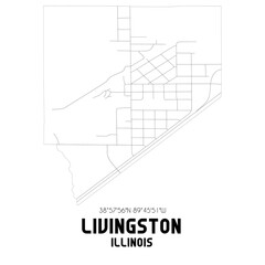 Livingston Illinois. US street map with black and white lines.