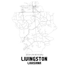 Obraz premium Livingston Louisiana. US street map with black and white lines.