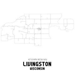 Livingston Wisconsin. US street map with black and white lines.