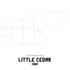 Little Cedar Iowa. US street map with black and white lines.