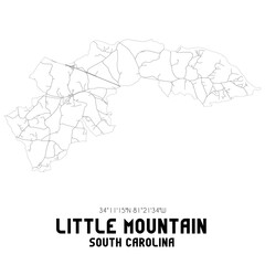 Little Mountain South Carolina. US street map with black and white lines.