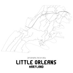 Little Orleans Maryland. US street map with black and white lines.