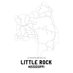 Little Rock Mississippi. US street map with black and white lines.