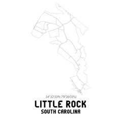 Little Rock South Carolina. US street map with black and white lines.