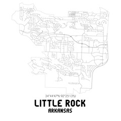 Little Rock Arkansas. US street map with black and white lines.