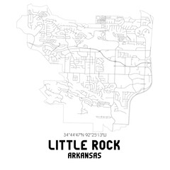 Little Rock Arkansas. US street map with black and white lines.