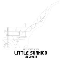 Little Suamico Wisconsin. US street map with black and white lines.