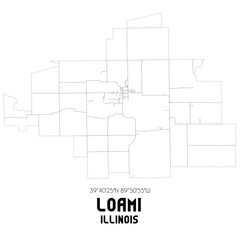 Loami Illinois. US street map with black and white lines.