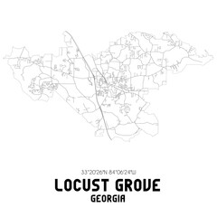 Fototapeta na wymiar Locust Grove Georgia. US street map with black and white lines.