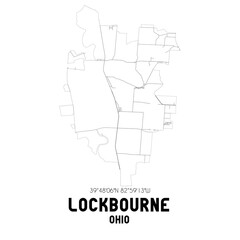 Lockbourne Ohio. US street map with black and white lines.