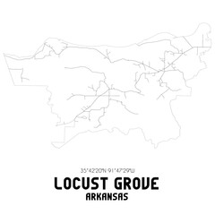 Locust Grove Arkansas. US street map with black and white lines.