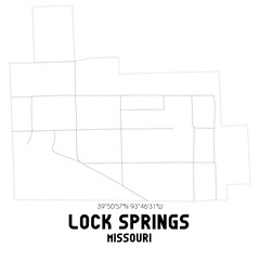 Lock Springs Missouri. US street map with black and white lines.