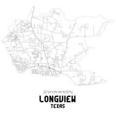 Fototapeta na wymiar Longview Texas. US street map with black and white lines.