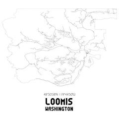 Loomis Washington. US street map with black and white lines.