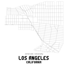 Los Angeles California. US street map with black and white lines.