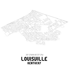 Louisville Kentucky. US street map with black and white lines.