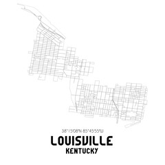 Louisville Kentucky. US street map with black and white lines.